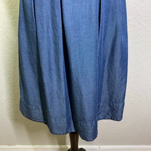 ODILLE Anthropologie Dress 2 Striped Scoop Neck Chest Pocket Chambray Skirt - Picture 7 of 14